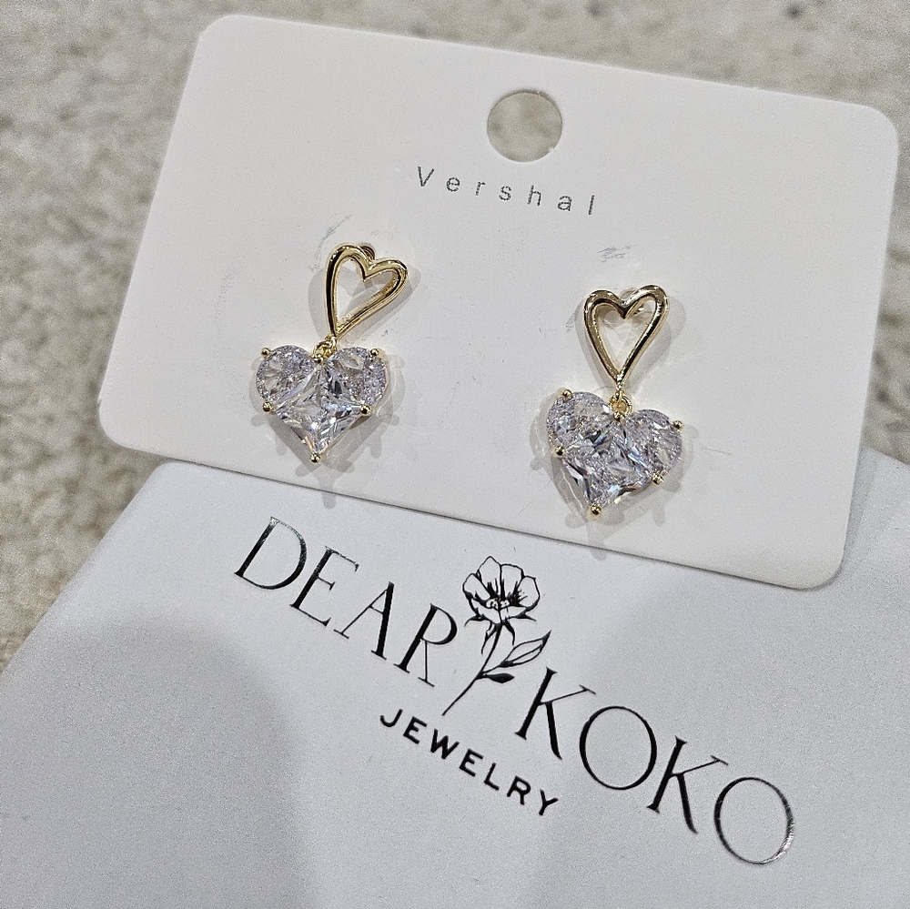 Crystal Double Heart Earrings